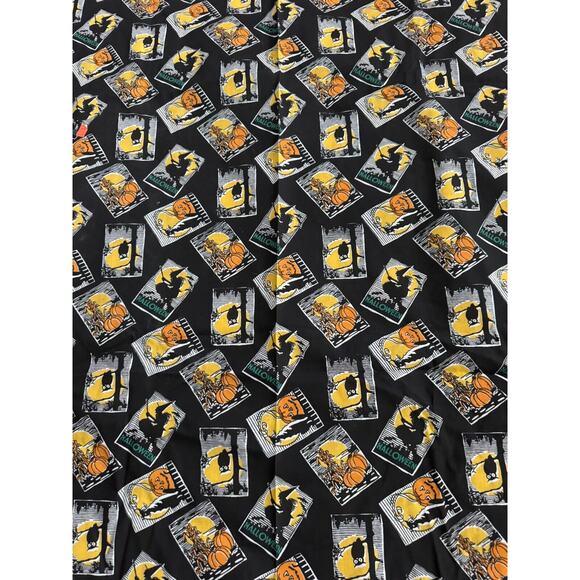 Halloween Fabric Owl Moon Witch Pumpkin Black Cat Bat Cotton Sewing ~ 150 X 88 - Picture 1 of 6